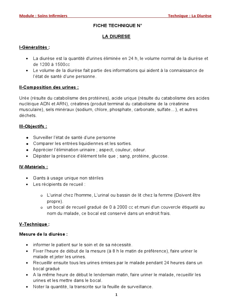Fiche De Diurèse : Diurèse : définition, normale en 24h, élevée, causes ...