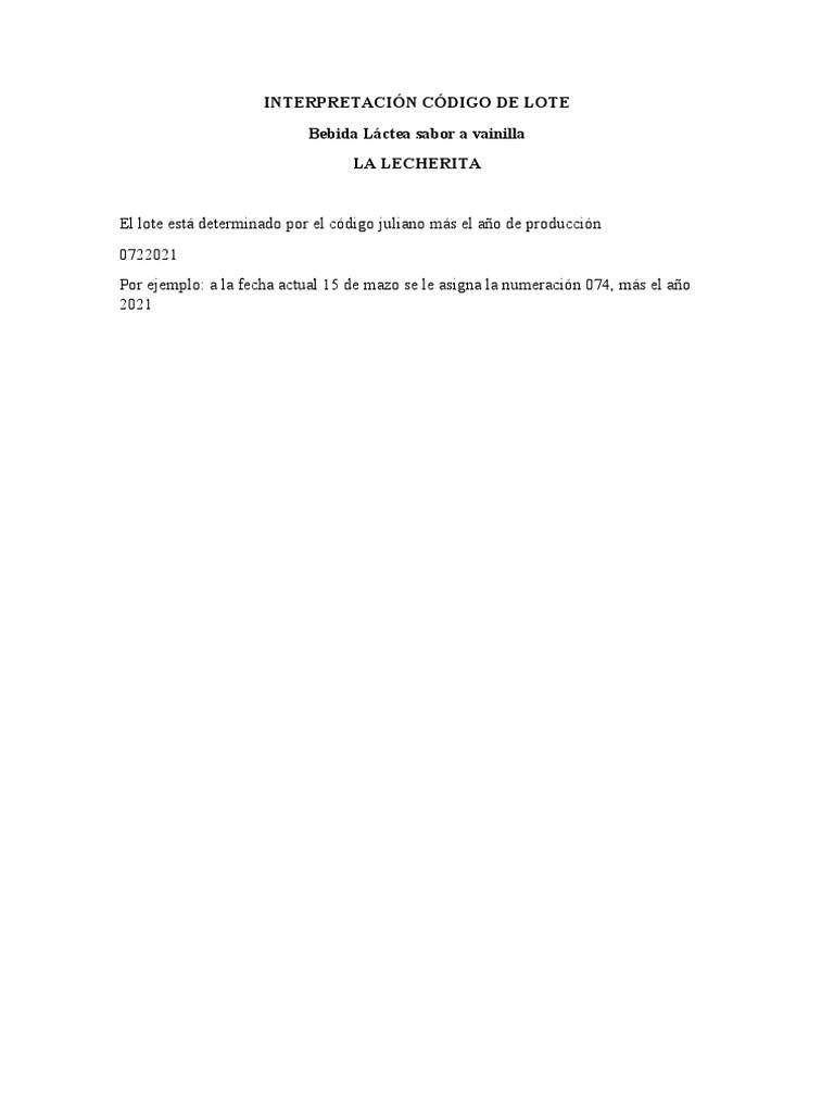 Interpretación Código de Lote | PDF