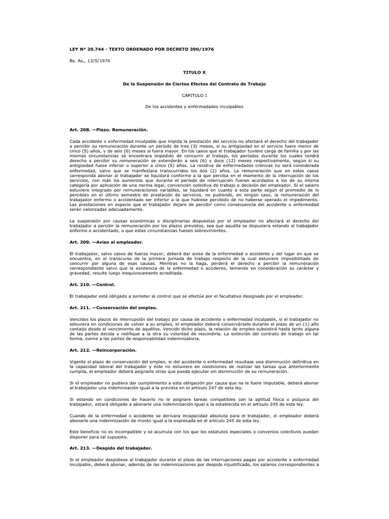 Ley n 20 744 pdf salario