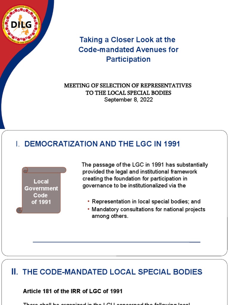 Code-Mandated Local Governance Participation | PDF | Procurement | Justice