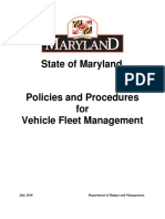 State of Maryland. Policies and Procedures For Vehicle Fleet Management. Department of Budget and Management