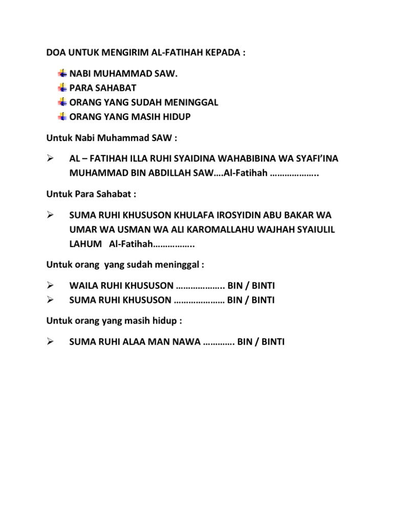 Doa Untuk Mengirim