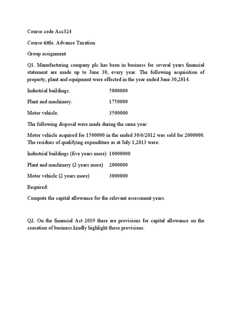 taxation assignment pdf