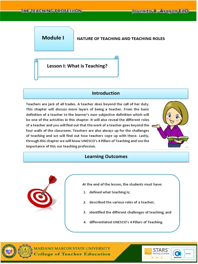 Unit I Lesson I What Is Teaching PDF Teaching Method Teachers