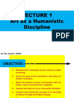 LECTURE #1 Art As A Humanistic Discipline