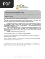 Questões sobre Termorregulação