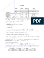 STA261 2020 Sample Formula Sheet Mid