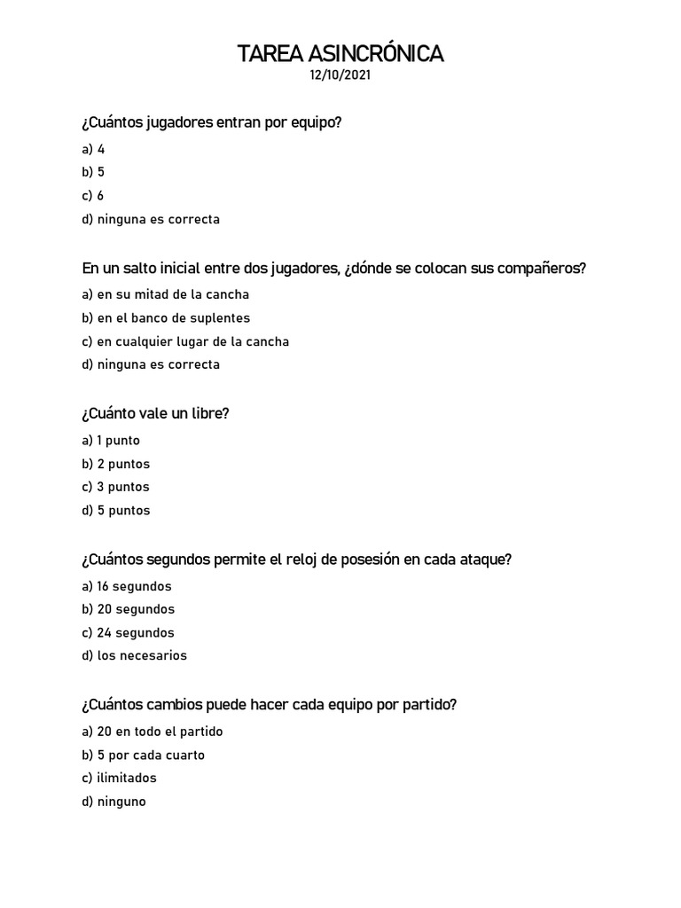 Multiple Opcion de Basquetbol. | PDF