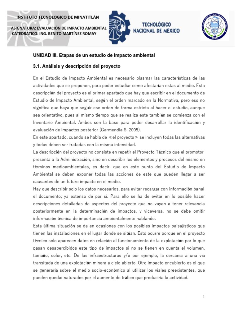 Tema 3 Evaluacion de Impacto Ambiental | PDF | Entorno natural ...