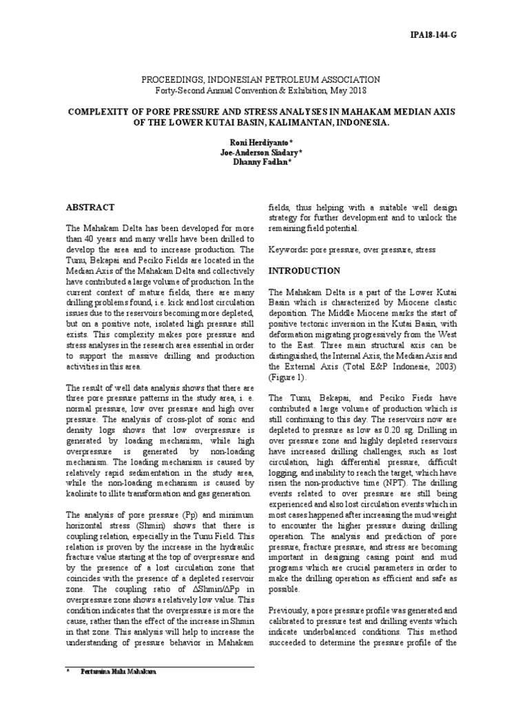 Pore Pressure Analysis in Mahakam Delta | PDF | Petroleum Reservoir ...