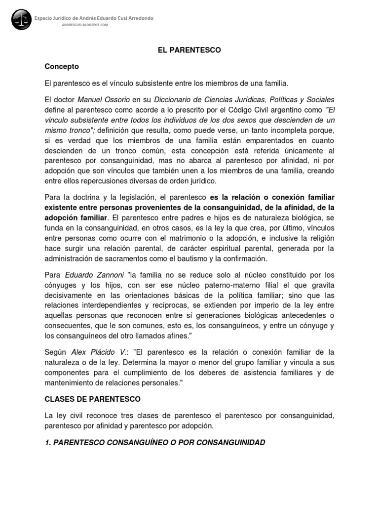 El parentesco pdf parentesco familia