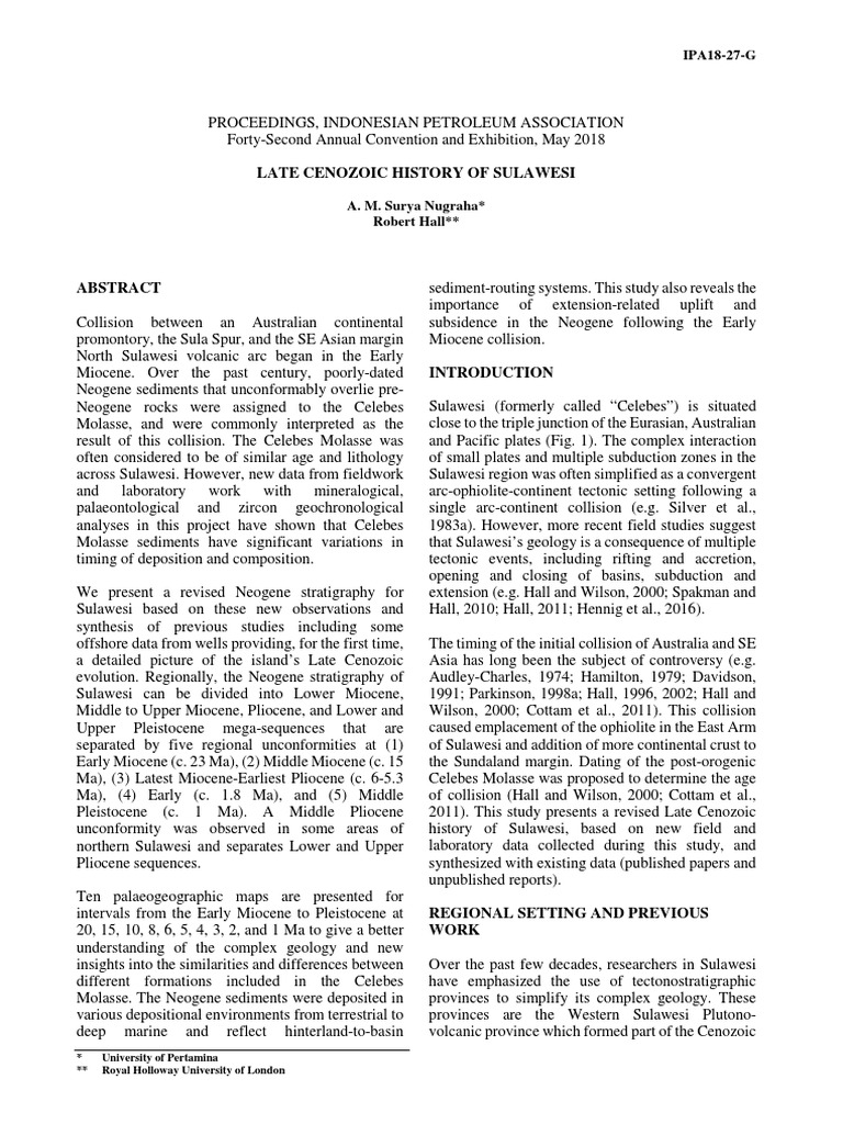 04 Late Cenozoic History Of Sulawesi Pdf Sedimentary Rock Clastic