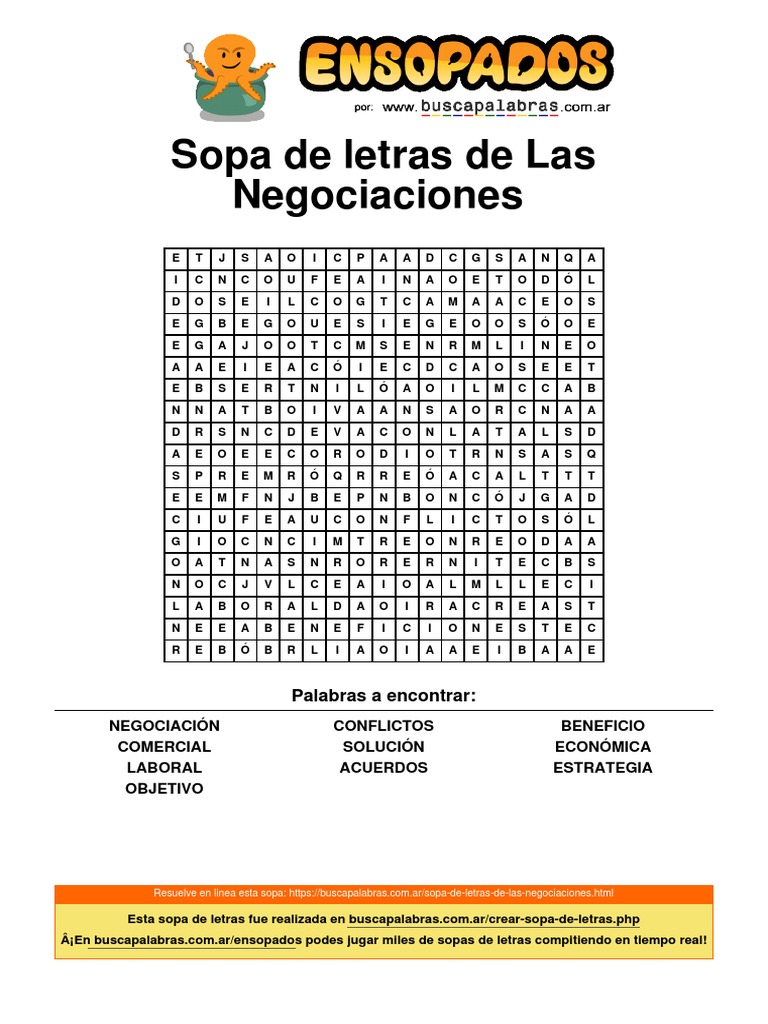 Sopa de Letras: Negociaciones y Conflictos | PDF | Economias