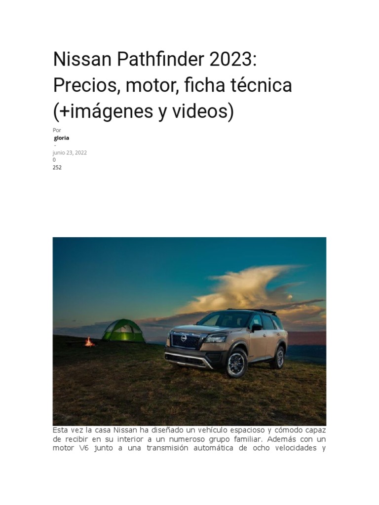 Nissan Pathfinder 2023 Precios, Motor, Ficha Técnica (+imágenes y