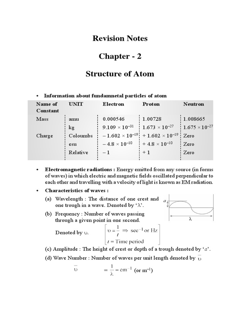 Structure of Atom: Key Concepts | PDF | Atomic Orbital ...