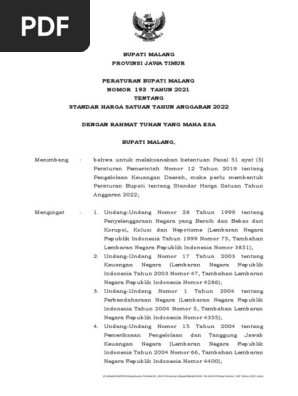 Perbup 193 Tahun 2021 | PDF