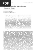 Language Learning Memoirs As Gendered Gender