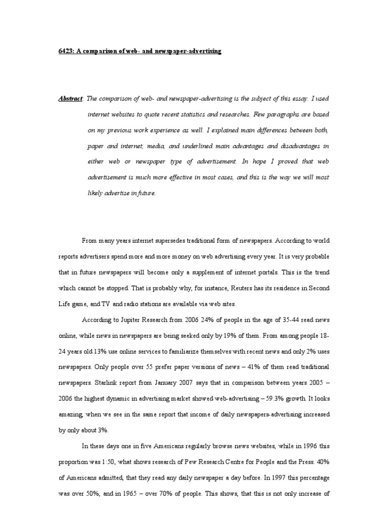 Comparing advertisements essay