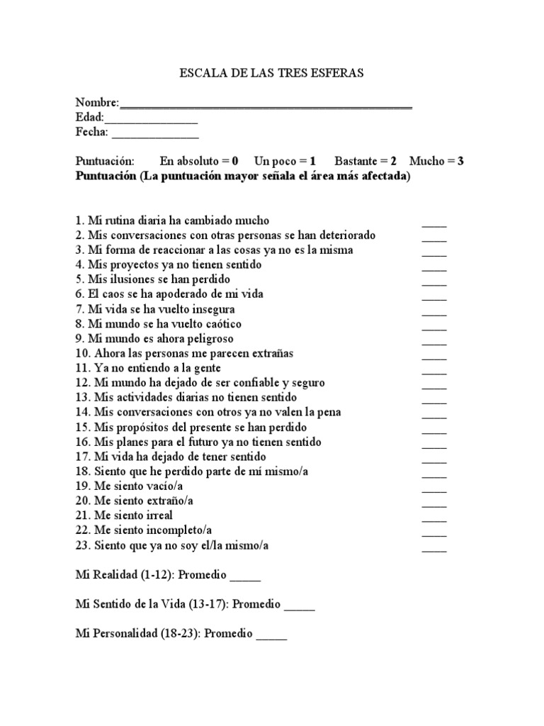 Escala de Las Tres Esferas-Test | PDF | Ciencias sociales
