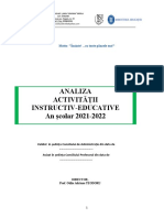 Analiza Instructiv Educativa Anul Școlar 2021-2022