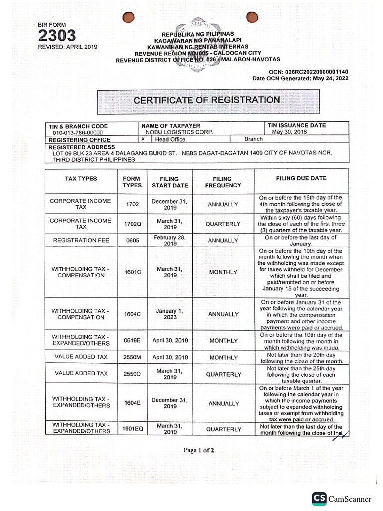 Bir form 2303 pdf