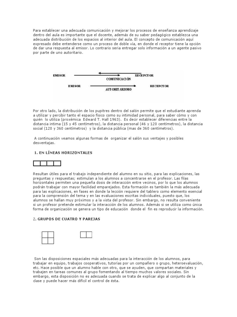 Distribucion de Pupitres en El Aula | PDF | Salón de clases | Maestros
