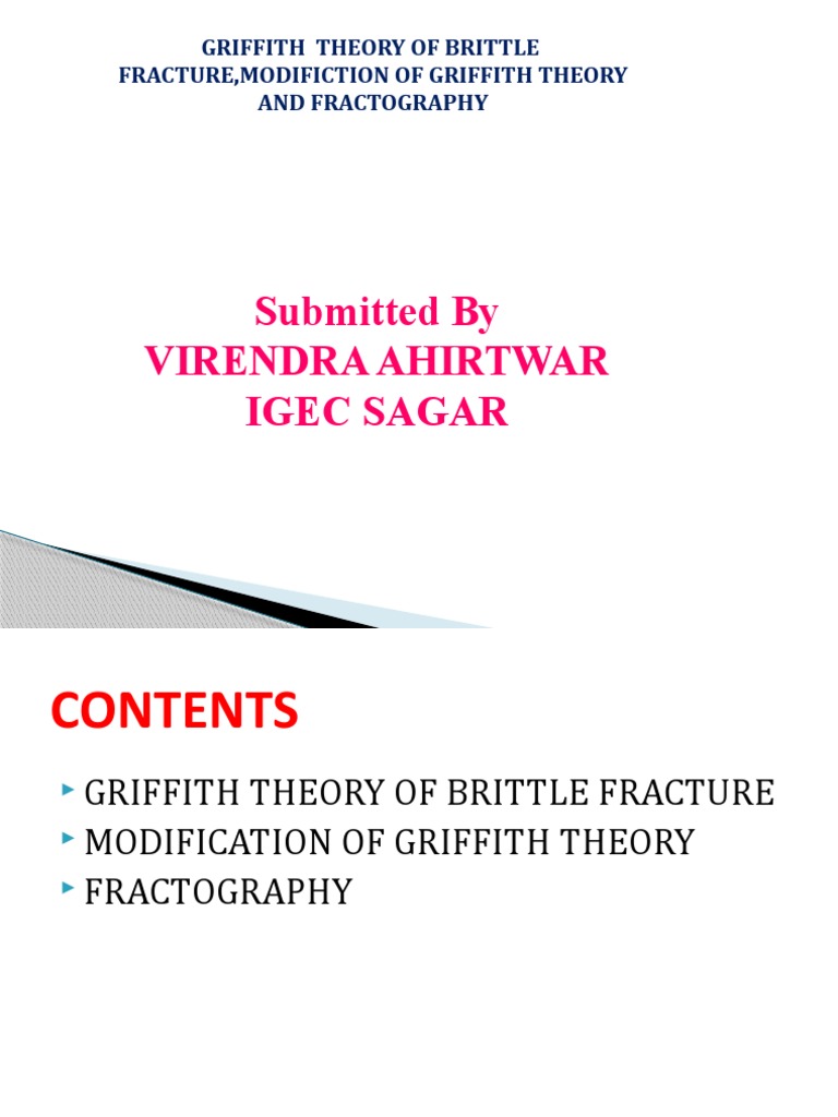 GRIFFITH THEORY OF BRITTLE FRACTURE,MODIFICTION OF GRIFFITH THEORY AND