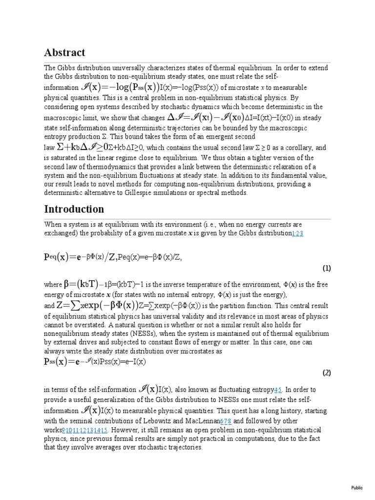 Emergent Second Law For Non Equilibrium Steady States | PDF | Non ...
