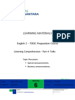 (M6) Module English 2 (TOEIC) - Part 4 Talks