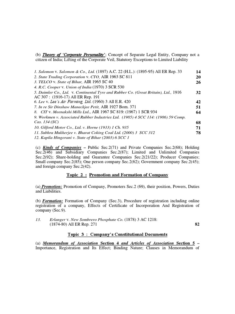 Company Law Study Guide | PDF | Articles Of Association | Justice
