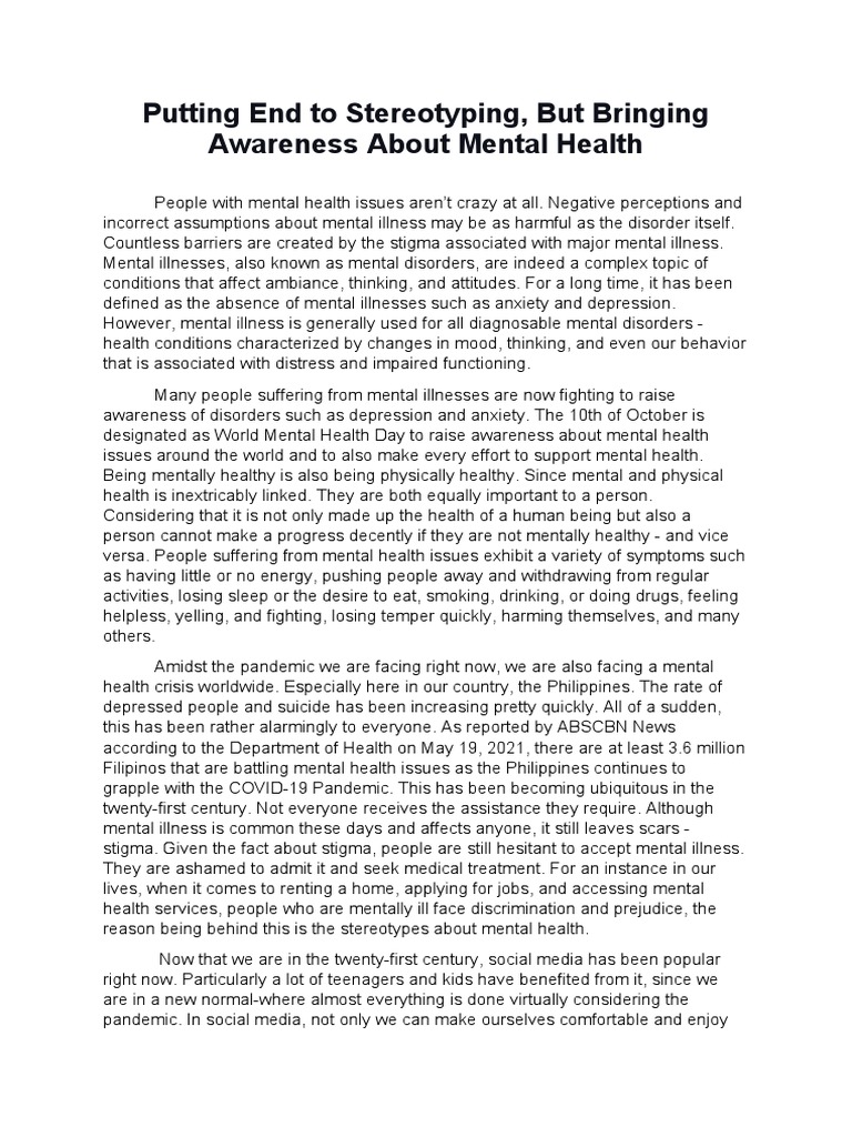 essay on mental health awareness