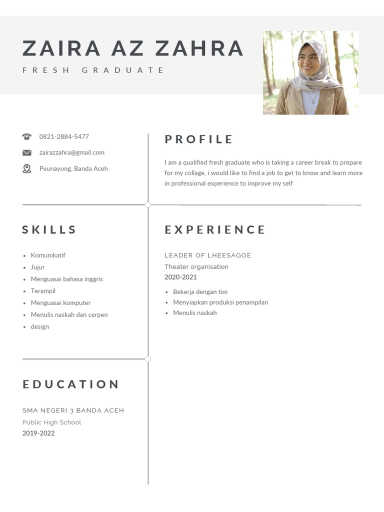 Grey Clean CV Resume Photo | PDF