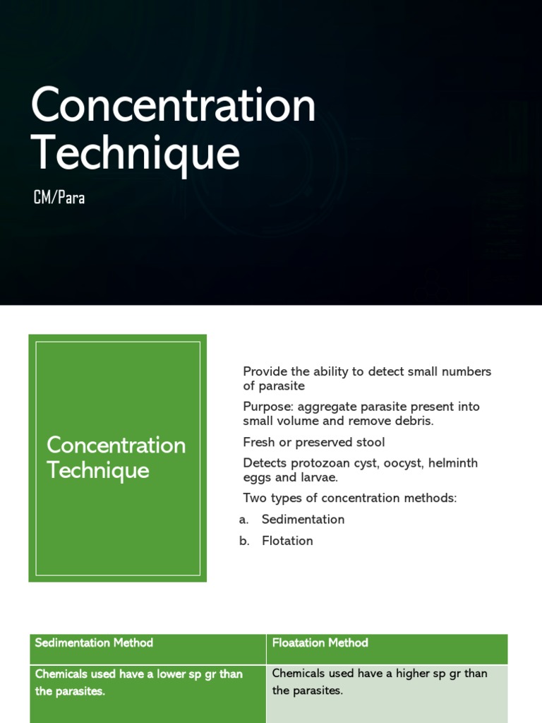 Concentration Techniques for Detecting Parasites in Stool Samples