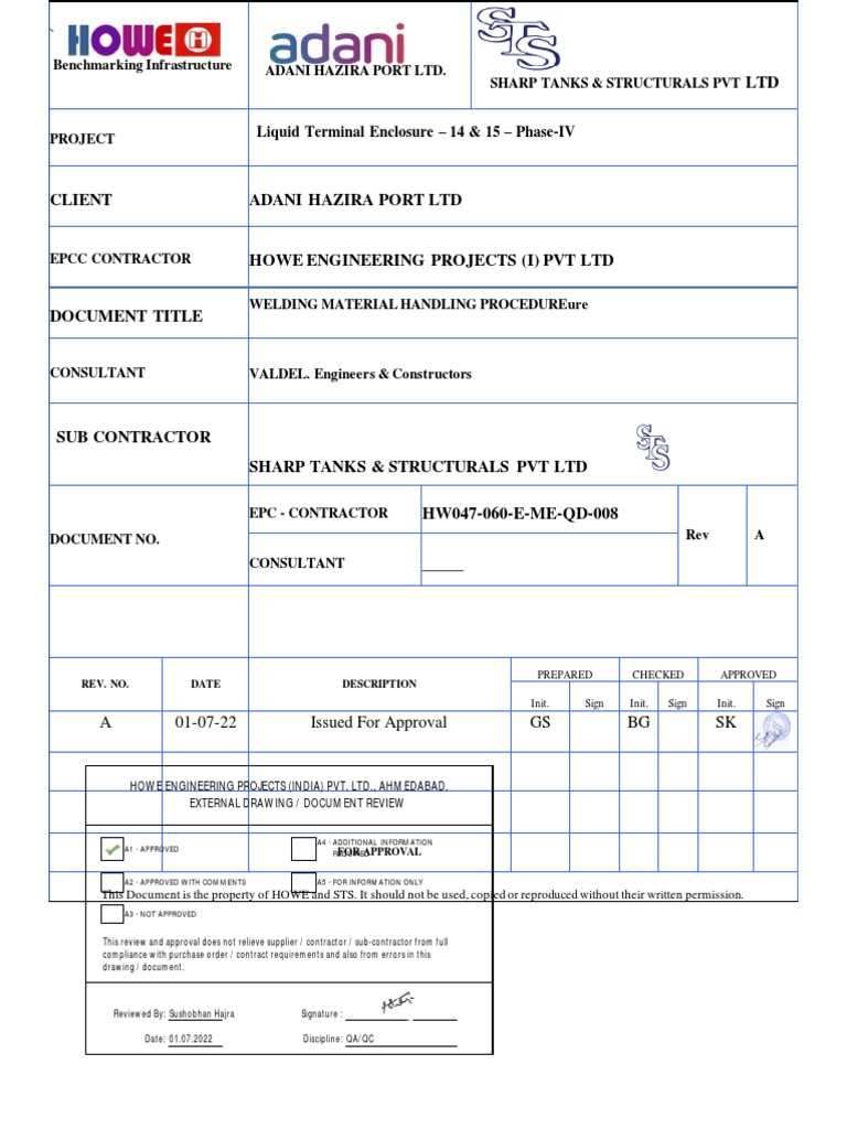 Welding Material Handling Procedure PDF Welding Construction