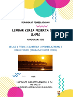 Lembar Kerja Peserta Didik (LKPD) : Kelas 1 Tema 3 Subtema 3 Pembelajaran 3