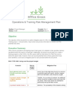 Office Green Operations & Training Risk Management Plan