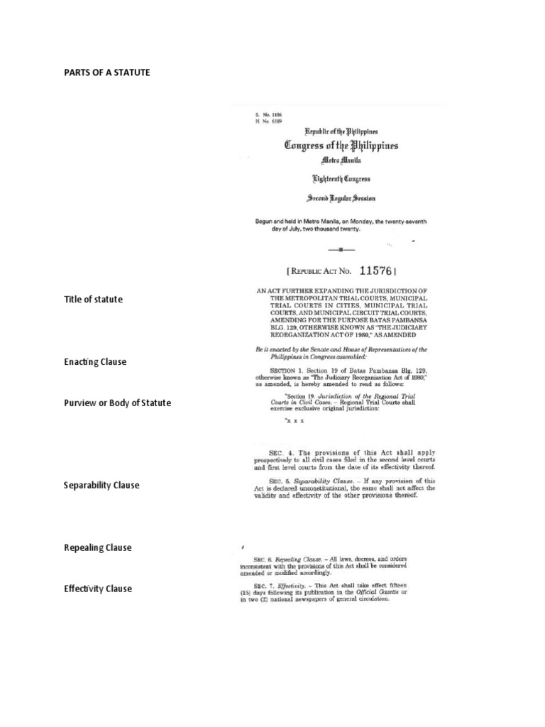 Parts of A Statute PDF