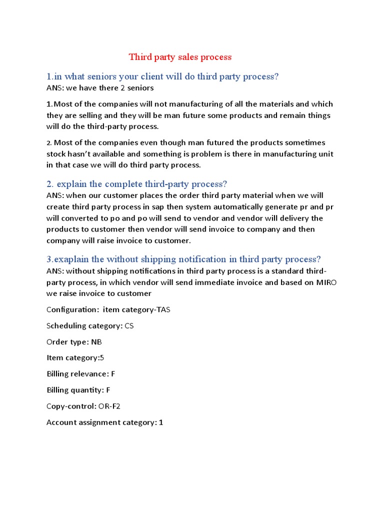 SAP Third Party Sales Process Guide | PDF | Invoice | Business