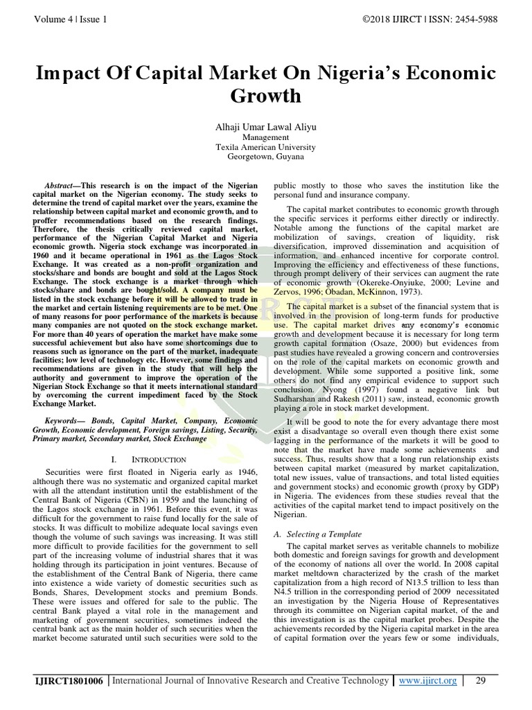 Impact of Capital Market On Nigerai's Economic Growth | PDF | Capital ...