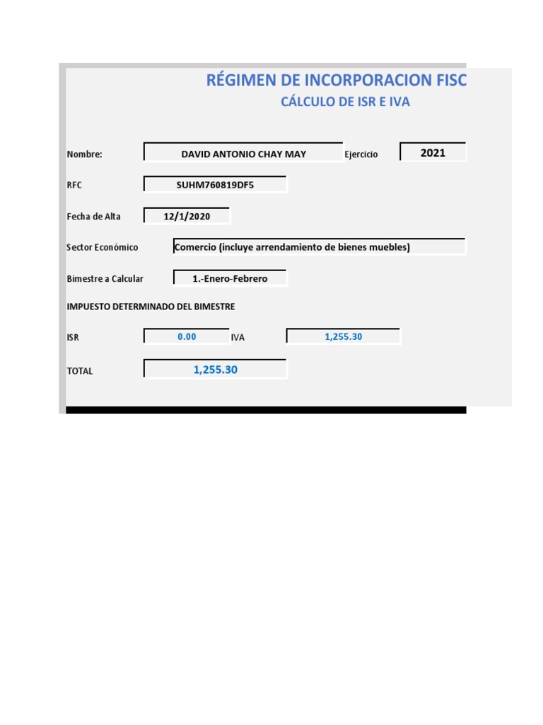 Calculo RIF 2021 PDF Impuesto al valor agregado Gobierno