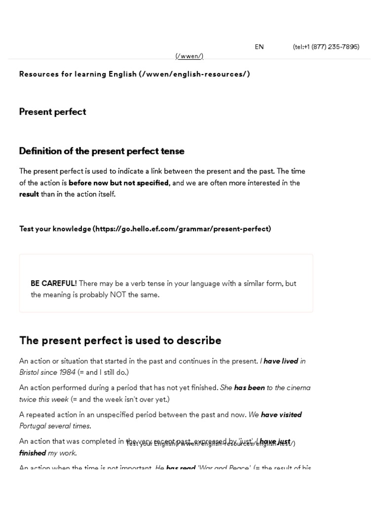 Present Perfect - EF - Global Site | PDF | Verb | Human Communication