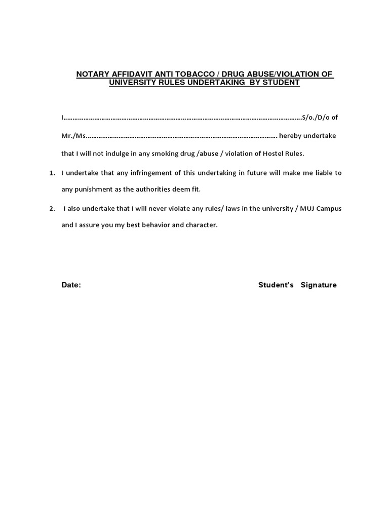 tobacco affidavit Anti-Drug Affidavit for Students and Parents | PDF