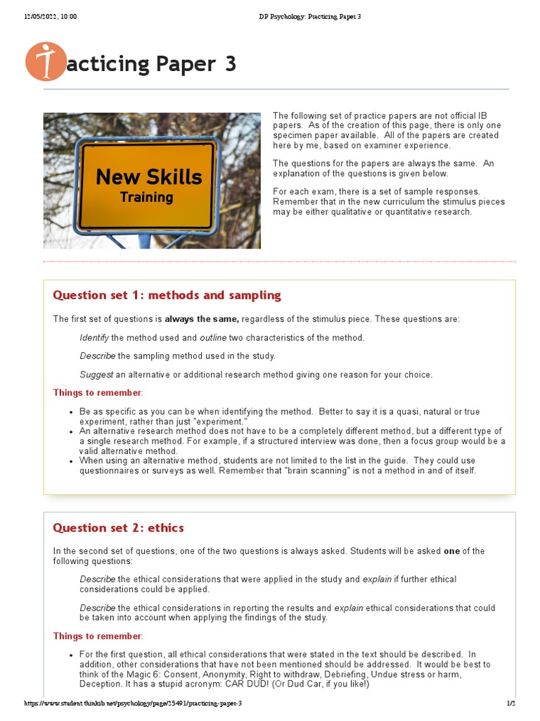 DP Psychology - Practicing Paper 3 | PDF | Qualitative Research ...