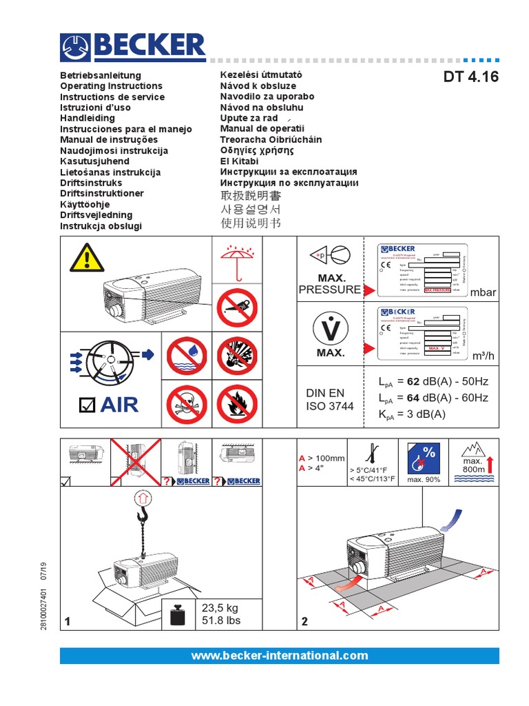 Becker DT 4.16 Operating Manual | PDF | Units Of Measurement | Qualia