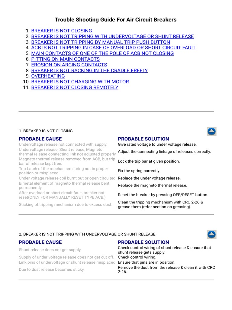 Acb Troubleshooting Pdf Electrical Engineering Electricity