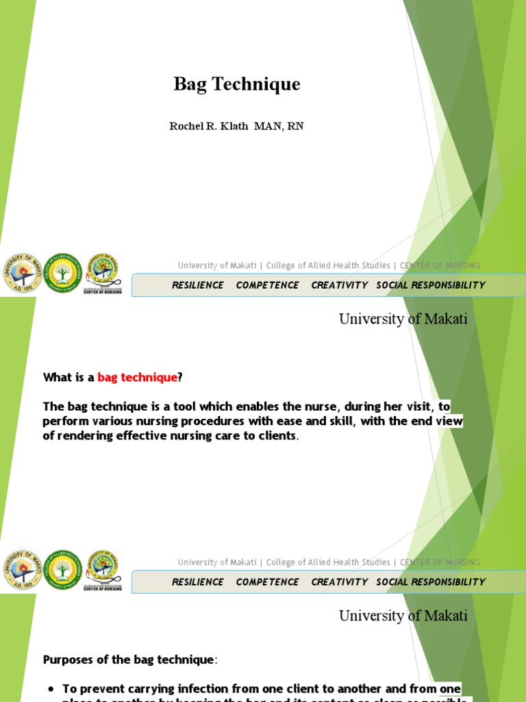Bag Technique PDF Nursing Health Sciences