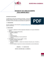 Comunicado N°017-2022 - Reclamo de Notas Ciclo Impar 2022-I