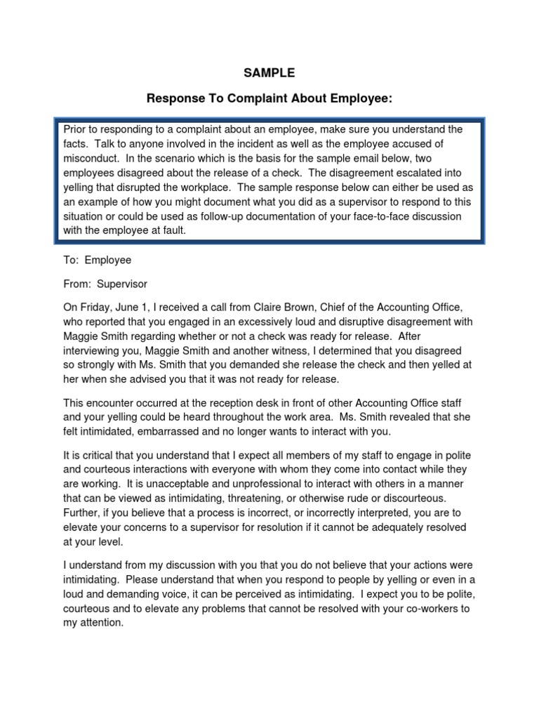 Response Employee Complaints | PDF | Career & Growth | Self-Improvement