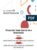 EL Tema y Problema de Investigación