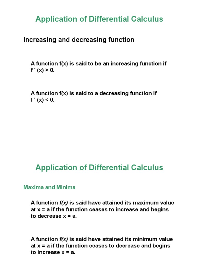 Application of Differential Calculus PDF Maxima And Minima Profit